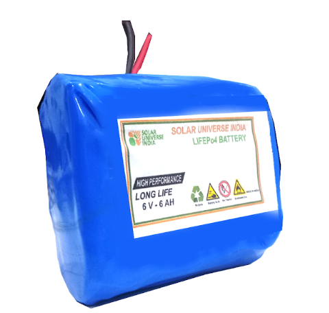 Solar Universe India Lithium Ferrous Battery (LFP) of 6.4V-6ah for 6V  Solar, Electric or Lighting Applications (Retrofit for 6V-4.5ah Battery )