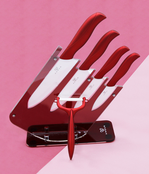 h-the-price-amour-professional-chef-s-ceramic-knife-and-peeler-non-slip-handle-with-attractive-stand-metallic-red-6-piece