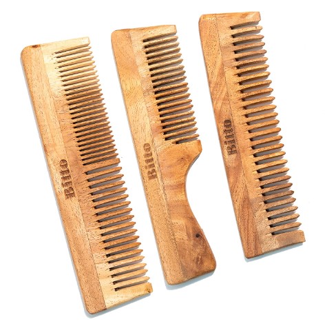 bitto-organic-neem-wood-all-purpose-regular-comb-rake-handle-comb-wide-tooth-comb-for-hair-growth-for-men-women-antidandruff-anti-bacterial-detangling-set-of-3