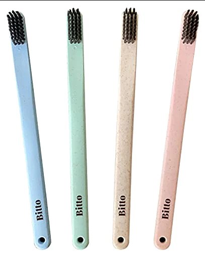 bitto-wheatstraw-toothbrush-in-4-vibrant-colors-with-soft-bristles-antibacterial-and-biodegradable-adult-pack-4-adult-wheatstraw-toothbrush