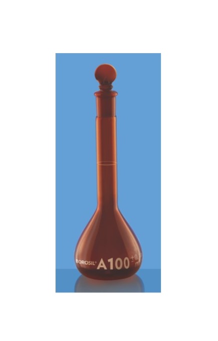 borosil-volumetric-flask-class-a-usp-narrow-mouth-amber-with-individual-calibration-certificate-25-ml-5655009d
