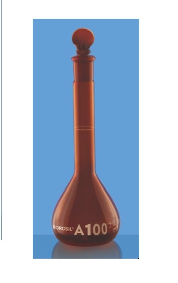 borosil-volumetric-flask-class-a-usp-narrow-mouth-amber-with-individual-calibration-certificate-2000-ml-5655030d