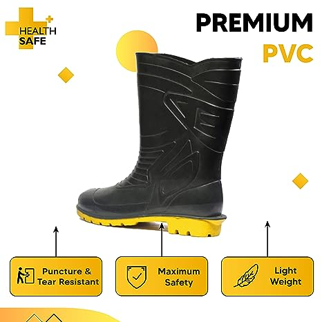health-safe-gum-boot-for-men-28-5cm-height-flexible-pvc-puncture-tear-resistant-anti-static-anti-slip-industrial-labour-worker-purpose-super-safety-unisex-gumboot-with-socks-lining-size-6-black-yellow