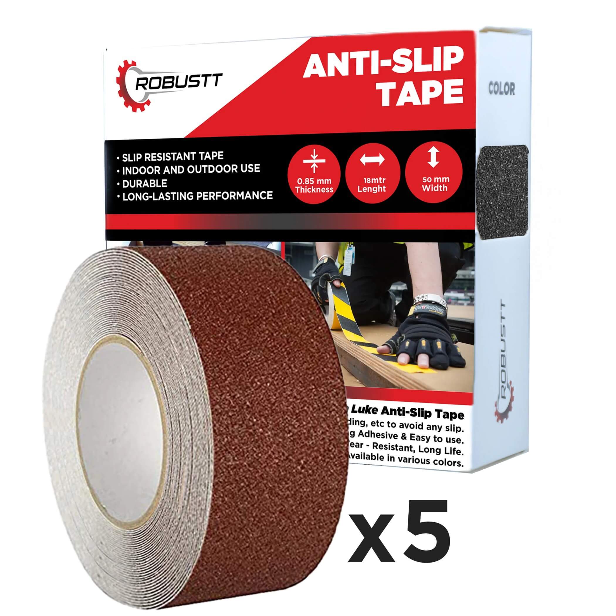 robustt-anti-skid-antislip-18mtr-guaranteed-x50mm-brown-fall-resistant-with-pet-material-and-solvent-acrylic-adhesive-tape-pack-of-5
