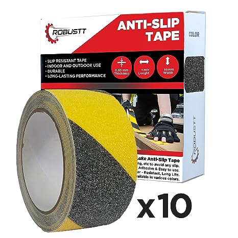 robustt-anti-skid-antislip-5mtr-guaranteed-x50mm-yellow-black-fall-resistant-with-pet-material-and-solvent-acrylic-adhesive-tape-pack-of-10