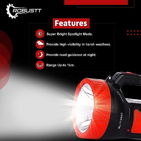 robustt-dual-mode-chip-led-search-light-with-long-range-upto-1-km-75-watt-portable-rechargeable-kisan-torch-light-with-charging-plug-assorted-color-design-1-pack-of-5
