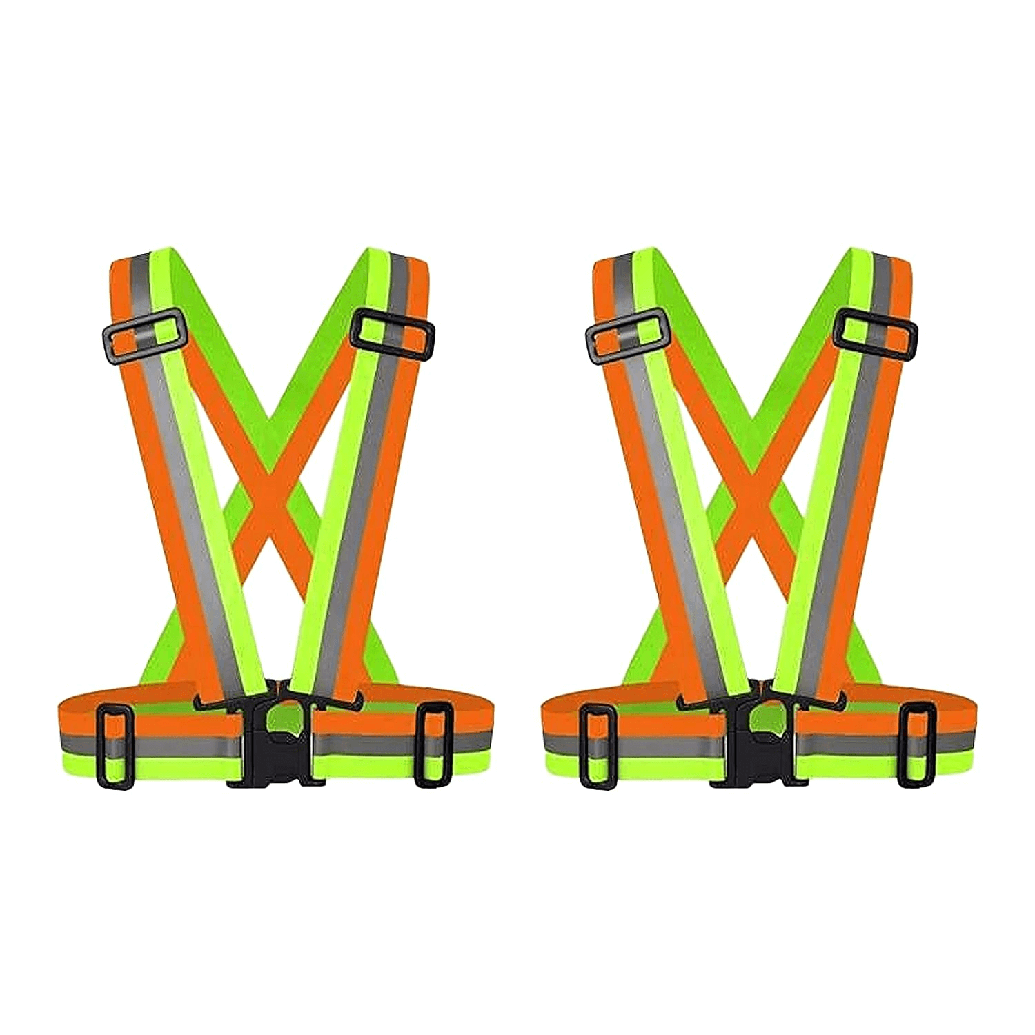 robustt-high-visibility-dual-color-protective-safety-reflective-vest-belt-jacket-night-cycling-reflector-strips-cross-belt-stripes-adjustable-vest-safety-jacket-pack-of-2