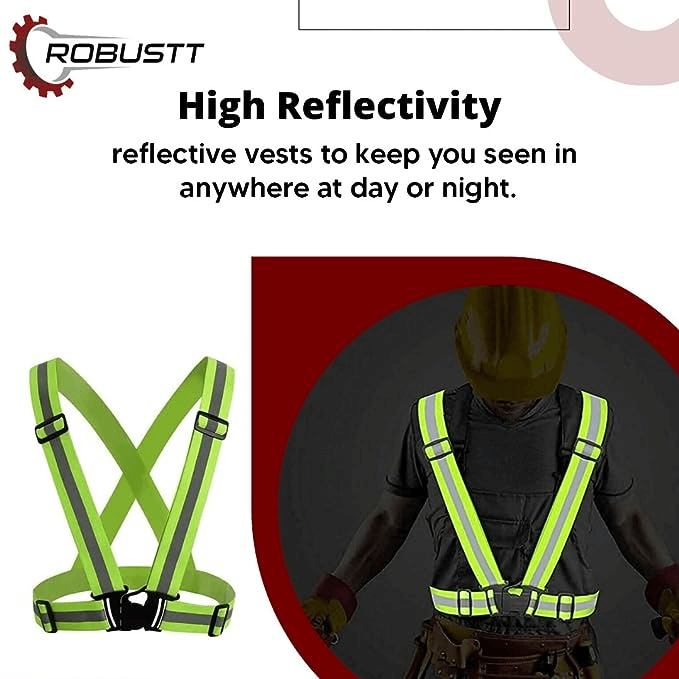 robustt-high-visibility-green-protective-safety-reflective-vest-belt-jacket-night-cycling-reflector-strips-cross-belt-stripes-adjustable-vest-safety-jacket-pack-of-2