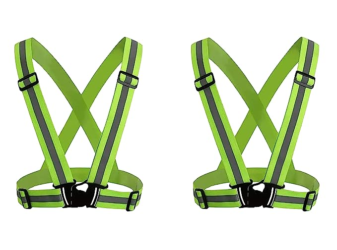 robustt-high-visibility-green-protective-safety-reflective-vest-belt-jacket-night-cycling-reflector-strips-cross-belt-stripes-adjustable-vest-safety-jacket-pack-of-2