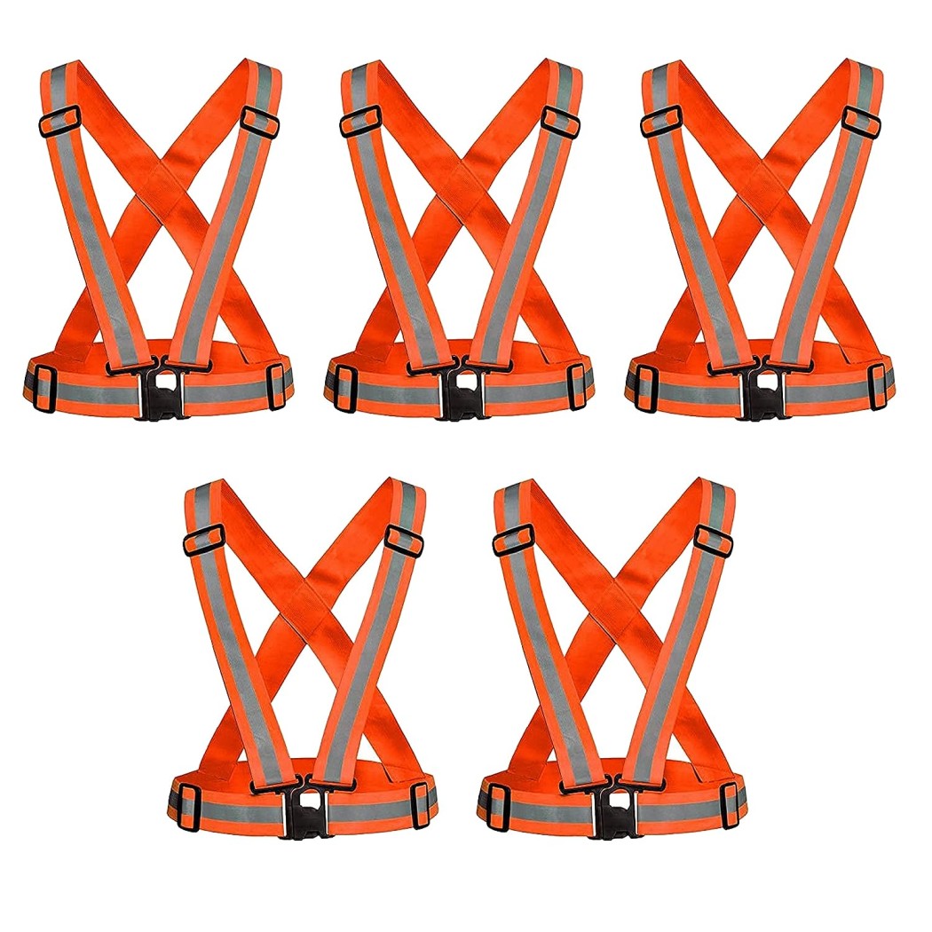 robustt-high-visibility-orange-protective-safety-reflective-vest-belt-jacket-night-cycling-reflector-strips-cross-belt-stripes-adjustable-vest-safety-jacket-pack-of-5