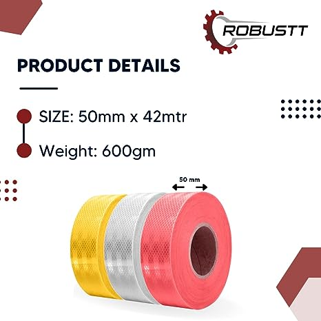 robustt-pet-material-diamond-cut-design-superior-reflectivity-crack-resistant-reflective-safety-tape-50mm-x-42-mtr-red-yellow-white-pack-of-3