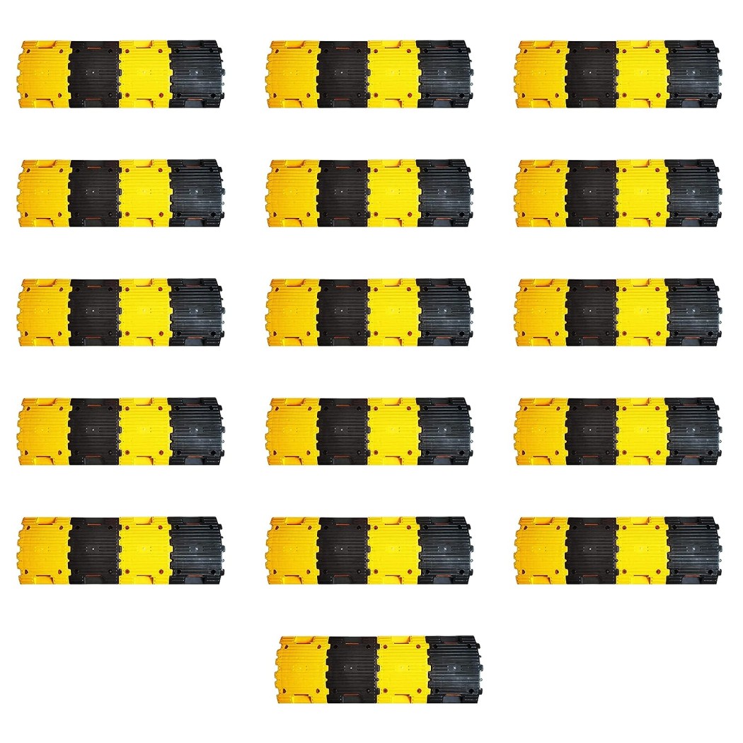 robustt-plastic-speed-bump-1mtr-50mm-road-reflectors-for-high-visibility-and-concrete-traffic-driveway-32-yellow-32-black-pieces-pack-of-16