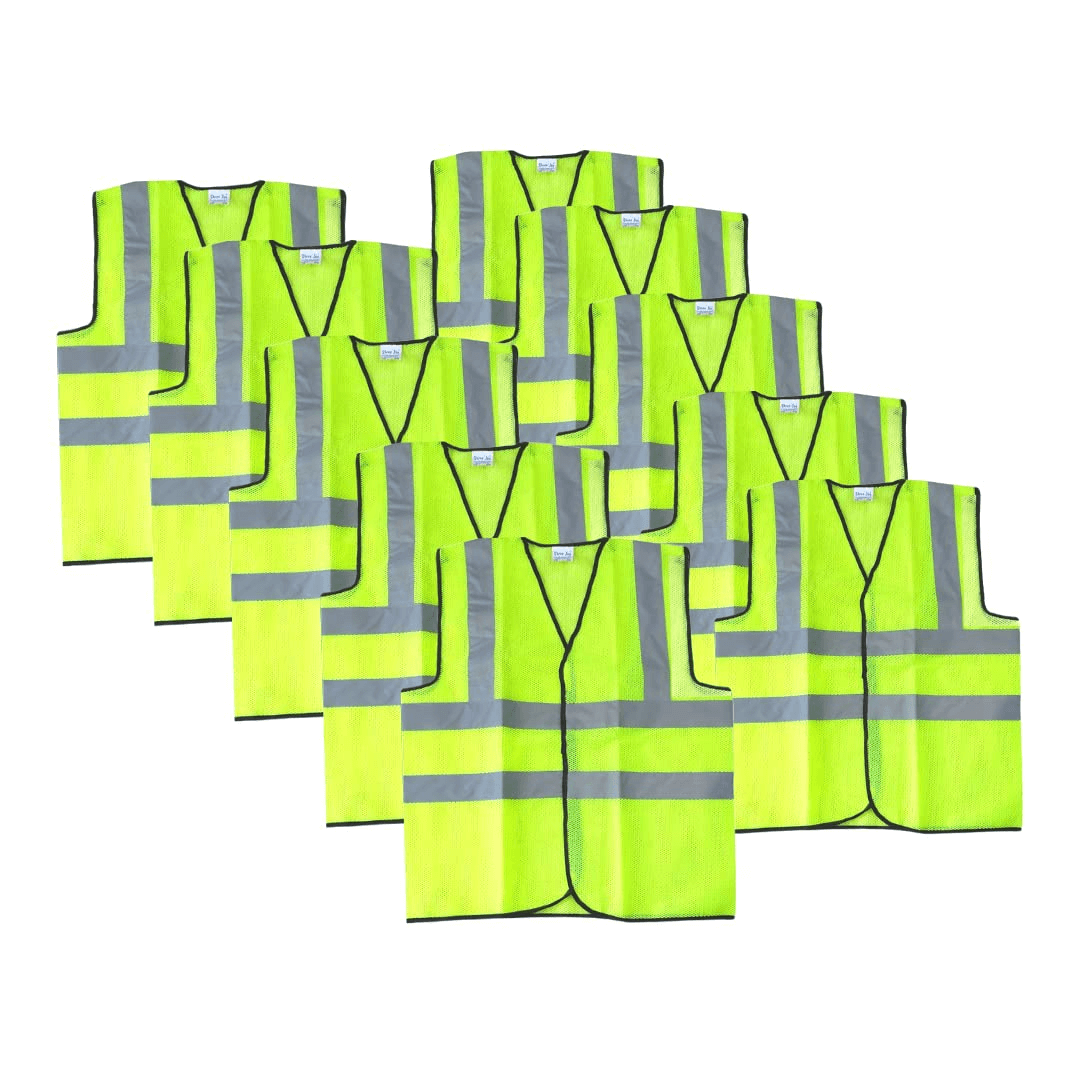 robustt-polyster-fabric-v-neck-green-reflective-safety-jacket-dual-strip-safety-coat-with-velcro-closure-and-pockets-pack-of-10