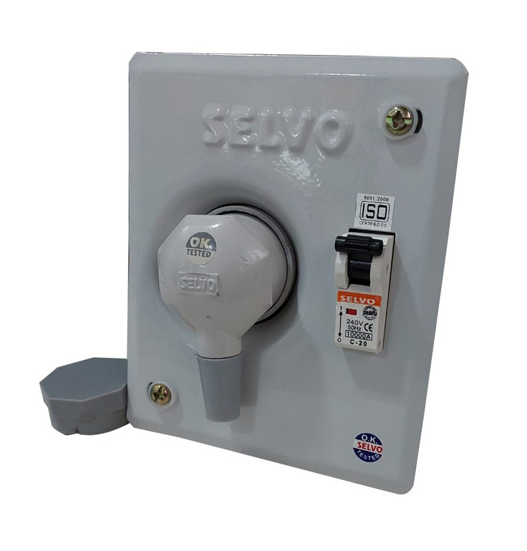 selvo-20-amps-spn-distribution-board-with-two-pin-metal-clad-industrial-plug-and-socket-fitted-with-20a-single-pole-mcb-gselacdm11071