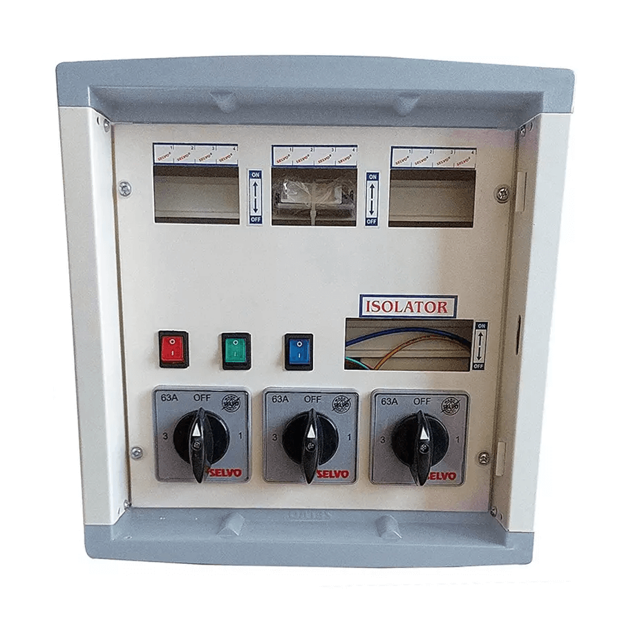 selvo-4-ways-tpn-phase-selector-distribution-board-fitted-with-1-pole-3-ways-63a-rotary-switches-duly-wired-gseltps11062