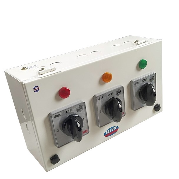 selvo-40a-three-phase-neutral-tpn-phase-selector-enclosure-with-1-pole-3-ways-rotary-switches-fitted-and-duly-wired-gselspn11075
