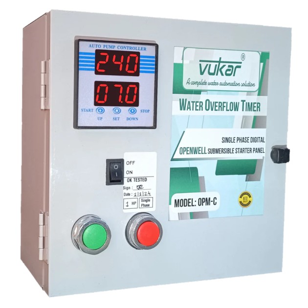 single-phase-digital-0-5-hp-openwell-submersible-motor-starter-panel-board-with-dry-run-protection-overload-protection-voltage-protection-and-water-overflow-timer-opm-c