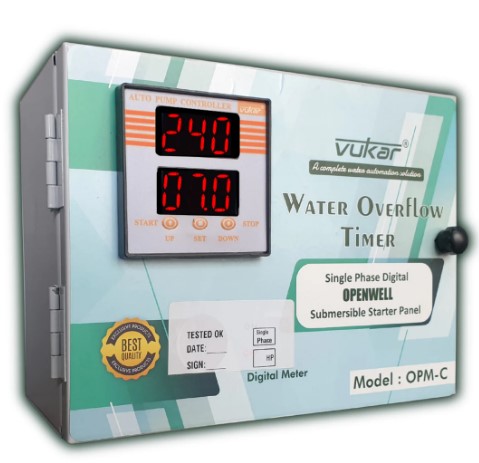 single-phase-digital-0-75-hp-openwell-submersible-motor-starter-panel-board-with-dry-run-protection-overload-protection-voltage-protection-and-water-overflow-timer-opm-c2